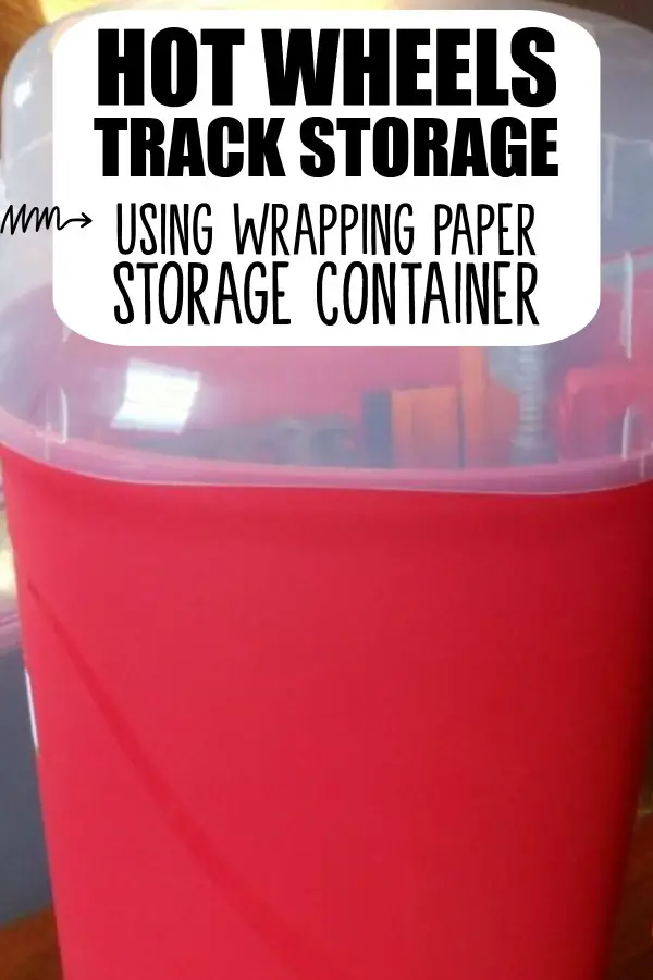 Use a wrapping paper storage container to store Hot Wheels Tracks