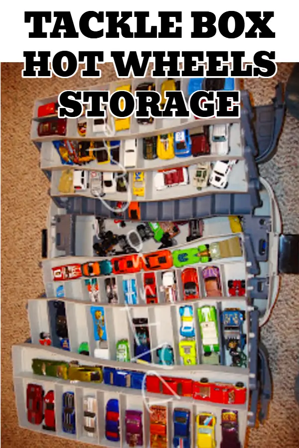 DIY Hot Wheels Storage and Organization using a Tackle Box - Easy way to organize Hot Wheels, Matchbox and other small toy cars - Perfect way for kids to transport their cars with an easy clean up! #HotWheels #MatchboxCars #OrganizationIdeas #ToyStorage