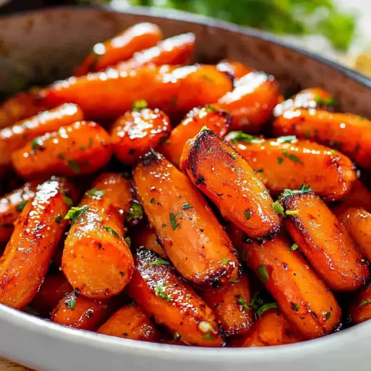 Image for Honey Garlic Butter Roasted Carrots - Easy Side Dish